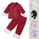thumbnail image 4 of Odeerbi 2-14 Años Niñas Pluma Pijamas Entallado Solapa Manga Larga Camisa Pantalones Conjunto de Ropa de Dormir Impresa Suave Dos Piezas de Pijama, 4 of 4