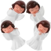 Eease Baby Angel Cake Topper 4pcs Praying Guardian Figure Sculpture Decor