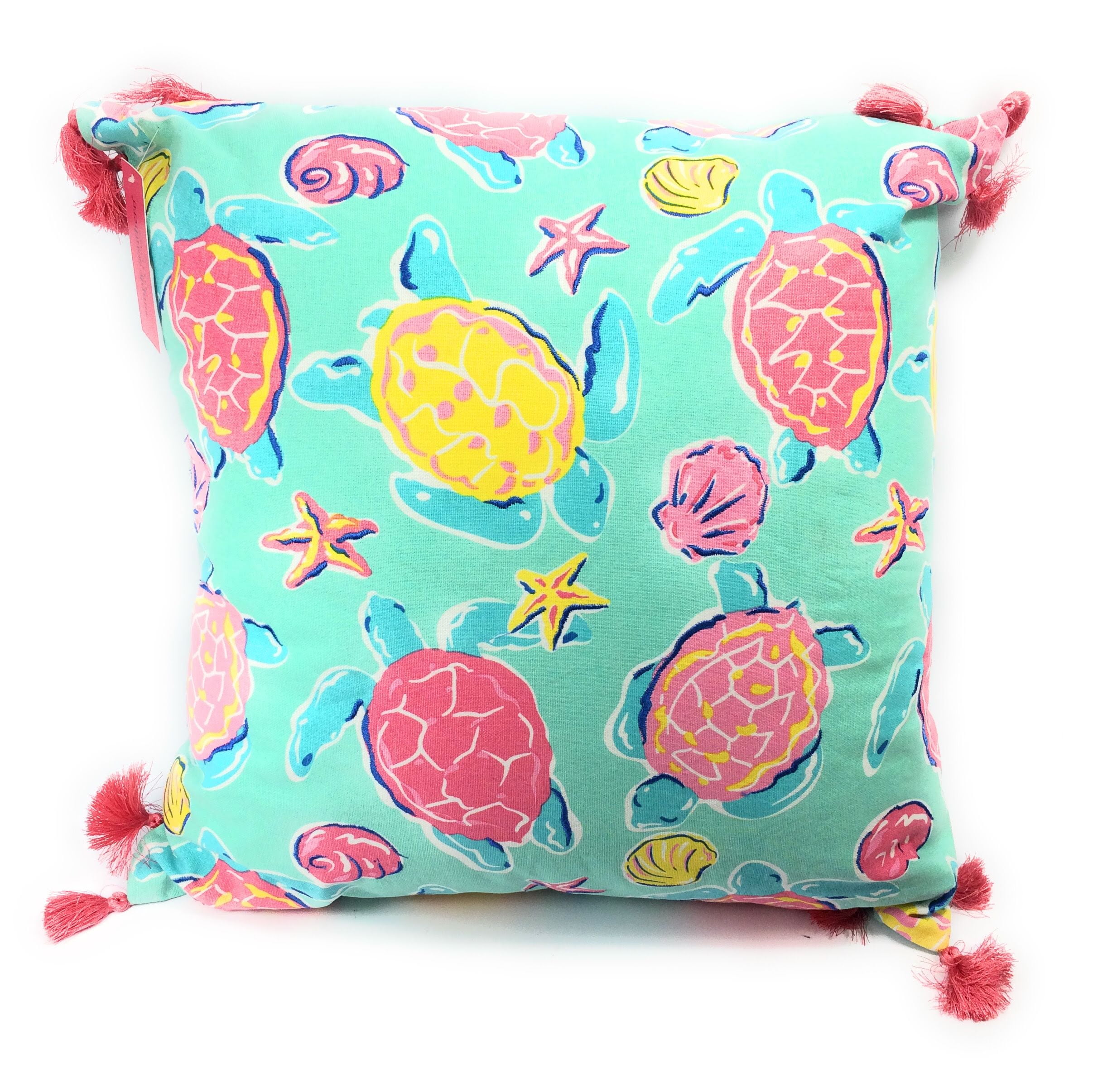 Simply Southern Pink Yellow Sea Turtles Shells On Aqua W Pink