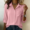 thumbnail image 5 of VBVC Women's Collared Button Down Shirt , Business Casual Work Blouse For Women , Ladies' Lightweight Long Sleeve Top with Pockets, Pink , S-2XL, 5 of 8