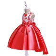 thumbnail image 4 of Odeerbi 2025 Toddler Girls Solid Color Pearl Embroidery Bowknot Birthday Party Flowers Gown Kids Dresses, 4 of 5