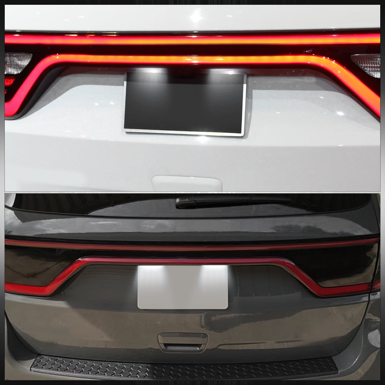 AJP Distributors 2PCS Clear Lens Bright White SMD LED License Plate Lights Rear Bumper Tag Lamps Assembly Compatible/Replacement For Dodge Durango WK2 SRT 2014 2015 2016 2017 2018 2019 2020 2021 2022