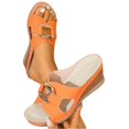 thumbnail image 3 of LTTVQM Womens Wedge Sandals Arch Support Platform Open Toe Slip on Cork Footbed Slide Sandals Soft Lounge Adjustable Buckle Slippers for Beach Orange 40(US-8), 3 of 5