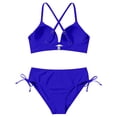 thumbnail image 4 of Plus Size Bathing Suit for Women Womens Cheeky Bikini Sets Ruched Two Piece Swimsuit Drawstring Mid Waisted Bathing Suit Summer Swim Suits Blue XL, 4 of 6