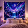 thumbnail image 2 of Aurora Mountain Waterfall Under Full Moon, Majestic Fantasy for Nature Lovers, Galaxy Landscape Wall Art, Housewarming Gift, Tapestry Wall Hanging for Bedroom, Living Room and Dorm, 2 of 7