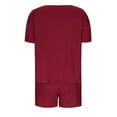 thumbnail image 5 of Viluyesy Round Neck T-Shirt and Shorts Set for Womens Solid Color Tops Elastic Waist Short Pants Relaxed Knitted Shirt and Shorts Sets Two PC Red Size M, 5 of 6