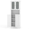 thumbnail image 5 of Demi Bonn 64.5" Tall Freestanding Bathroom Storage Cabinet with Frost Glass Doors and Shelves, Pantry Cabinets, White, 5 of 10