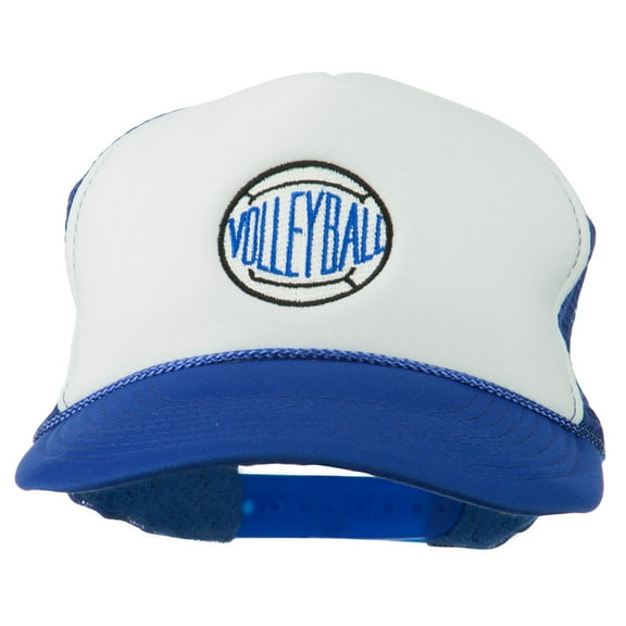 Volleyball Embroidered Foam Mesh Cap - Royal White OSFM