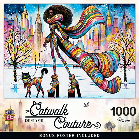 MasterPieces Catwalk Couture Chic Kitty Stroll 1000 Piece Jigsaw Puzzle - Fashion Night Scene