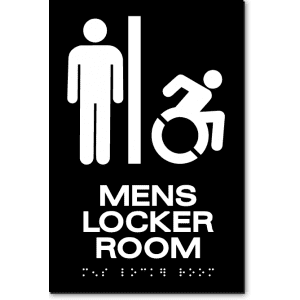 

MENS LOCKER ROOM Speedy Wheelchair Sign - NY/CT-Black / White (1 Unit)