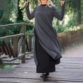 thumbnail image 5 of Gibobby Vestido de manga larga Falda larga de encaje de punto para mujer con vestido informal con sudadera de forro polar(Gris,G), 5 of 5