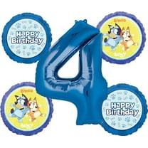 Anagram Bluey 4th Birthday Party Supplies 5pc Foil Balloon Bouquet