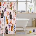 thumbnail image 3 of Manfei Kawaii Kitten Butterfly Shower Curtain 72Wx78L, Boho Tulip Flower Bath Curtain, Pink, 3 of 5