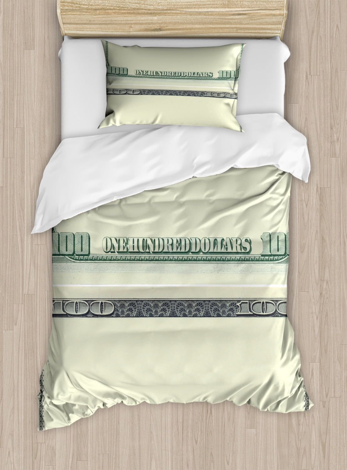 Money Duvet Cover Set, Hundred Dollar Bill Century Note Design American