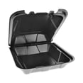 thumbnail image 2 of Pactiv Evergreen Vented Foam Hinged Lid Container, Dual Tab Lock, 9 x 9 x 3.25, Black, 150/Carton, 2 of 4