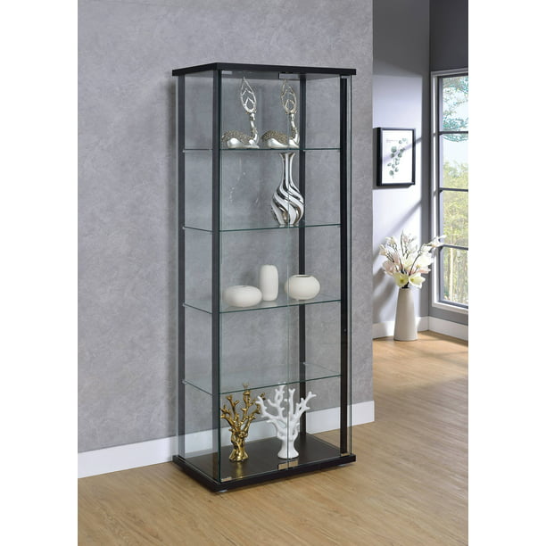 Coaster Company Curio Cabinet Black, Glass Curio Cabinets With Lights