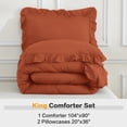 thumbnail image 7 of ANGENIA King Size Comforter Sets Burnt Orange, 3 Pieces Shabby Chic Farmhouse Ruffle Bedding Sets, Soft Lightweight Fluffy Microfiber Fall Bet Set for All Season(104"x90" Comforter & 2 Pillowcases), 7 of 7