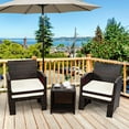 thumbnail image 3 of Costway 5PCS Patio Rattan Wicker Furniture Set Sofa Ottoman W/ Cushions White, 3 of 10
