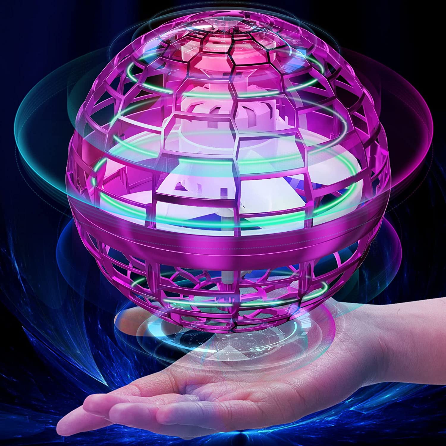 Flynova Pro Magic Flying Orb Ball Toys, Mini Drone for Kids Indoor Outdoor  Game, Rechargeable Hover Ball Boomerang Spinner with RGB Lights,Fidget