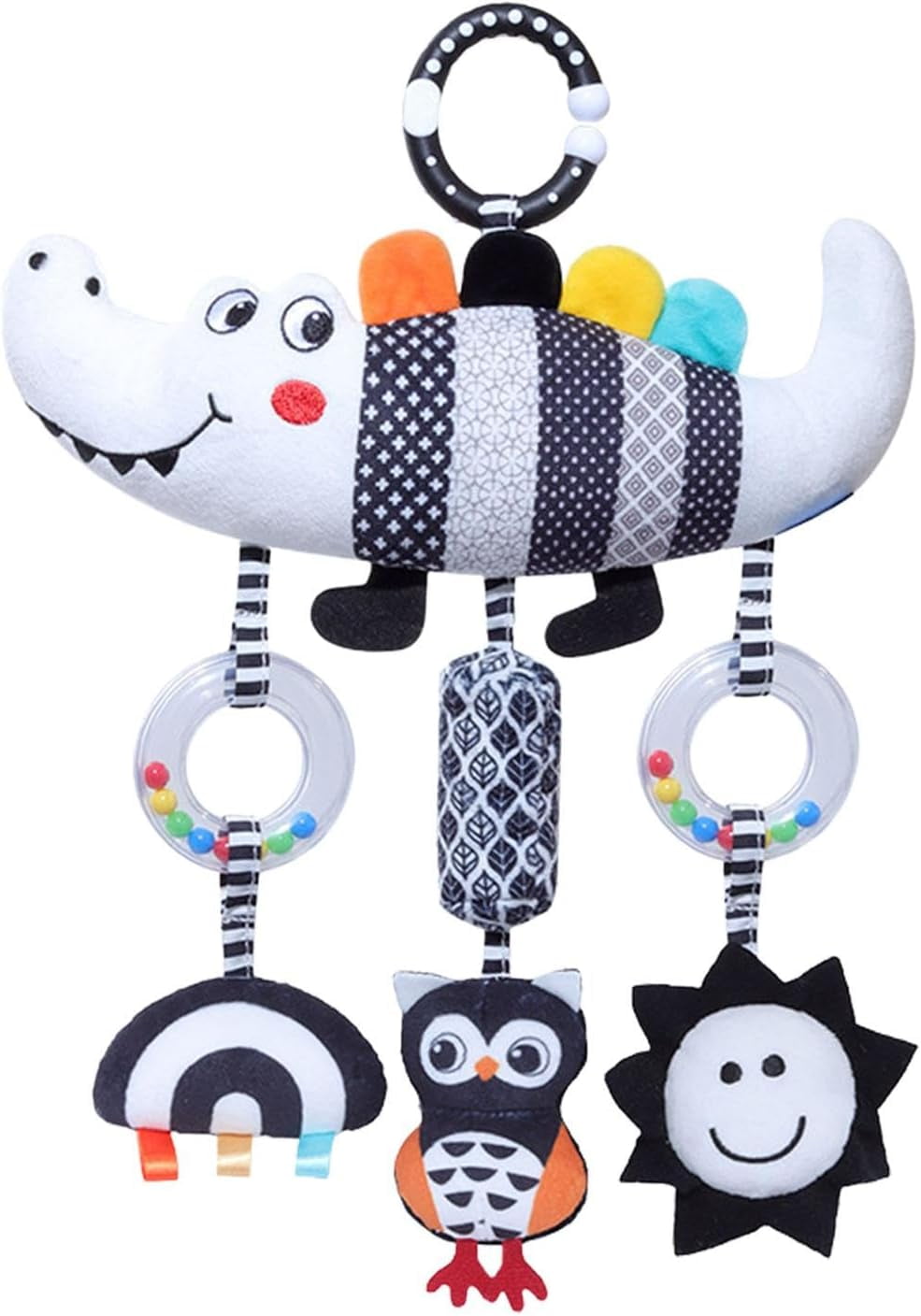 Baby Crib Mobile Sensory Toy Black and White Crib Mobile Rattles Bed Bells Kids Toy