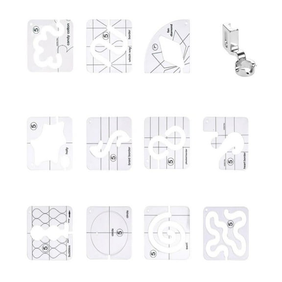 AOOOWER 13 Pcs Acrylic Sewing Ruler Sewing Stencil Template Frees Motion Quilting Template Set Quilting Ruler Quilting Tool
