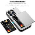 thumbnail image 2 of for iPhone 14 Pro Case with Card Holder Heavy Duty Protective Dual Layer Shockproof Hidden Card Slot Slim Wallet Case for iPhone 14 Pro for Women&Men(Silver), 2 of 13