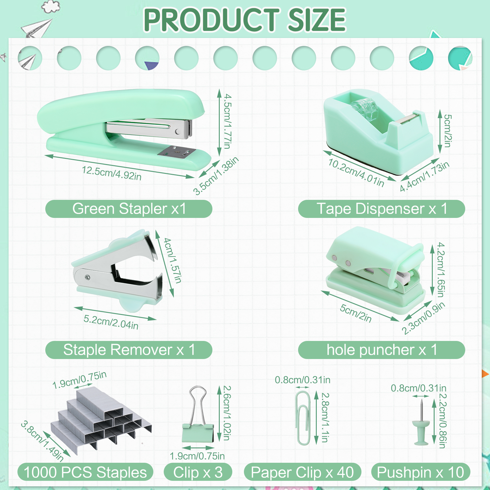 sixwipe 13-in-1 Teal Office Supplies Desk Organizer Kit photo 6