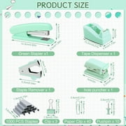sixwipe 13-in-1 Teal Office Supplies Set & Desk Organizer Kit, Premium Stapler, Tape Dispenser, 1000 Staples, Scissors, Paper/Binder Clips, Ruler, Tabs, Stationery Starter Pack