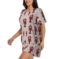 thumbnail image 2 of Fuzoiu Red Lobster With Claws Print Women's Short-Sleeved Pajama Set,Lounge Sleepwear Set,Womens Pajama Sets 2 Piece,Button-Up Top and Shorts with Pockets-Medium, 2 of 7