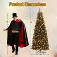 thumbnail image 3 of Gymax 7 FT Pre-Lit Artificial Christmas Halloween Tree Slim Pencil Hinged Xmas Full Tree, 3 of 10