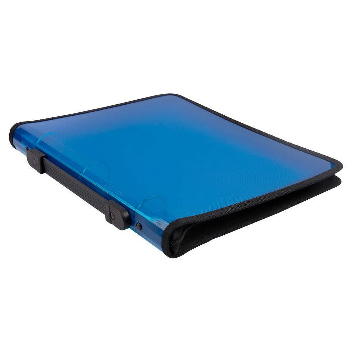 JAM Paper Plastic Zipper Binders, 11.5 x 10.25 x 1.5 inches, Blue, 1 Pack