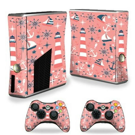 MightySkins XBOX360S-Nautical Dream Skin Decal Wrap Cover for Xbox 360 S Slim Plus 2 Controllers - Nautical Dream Each Microsoft Xbox 360 S Slim Skin kit is printed with super-high resolution graphics with a ultra finish. All skins are protected with MightyShield. This laminate protects from scratching  fading  peeling and most importantly leaves no sticky mess guaranteed. Our patented advanced air-release vinyl guarantees a perfect installation everytime. When you are ready to change your skin removal is a snap  no sticky mess or gooey residue for over 4 years. This is a 8 piece vinyl skin kit. It covers the Microsoft Xbox 360 S Slim console and 2 controllers. You can t go wrong with a MightySkin. Features Skin Decal Wrap Cover for Xbox 360 S Slim Plus 2 Controllers Microsoft Xbox 360 S decal skin Microsoft Xbox 360 S case Pink Blue Trending Natical Sail Boats Lighthouse Jupiter Inlet Anchors Microsoft Xbox 360 S skin Microsoft Xbox 360 S cover Microsoft Xbox 360 S decal Add style to your Microsoft Xbox 360 S Slim Quick and easy to apply Protect your Microsoft Xbox 360 S Slim from dings and scratchesSpecifications Design: Nautical Dream Compatible Brand: Microsoft Compatible Model: Xbox 360 Slim Console - SKU: VSNS60584