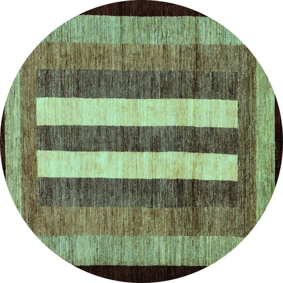 Ahgly Company Indoor Round Abstract Light Blue Modern Area Rugs, 6' Round