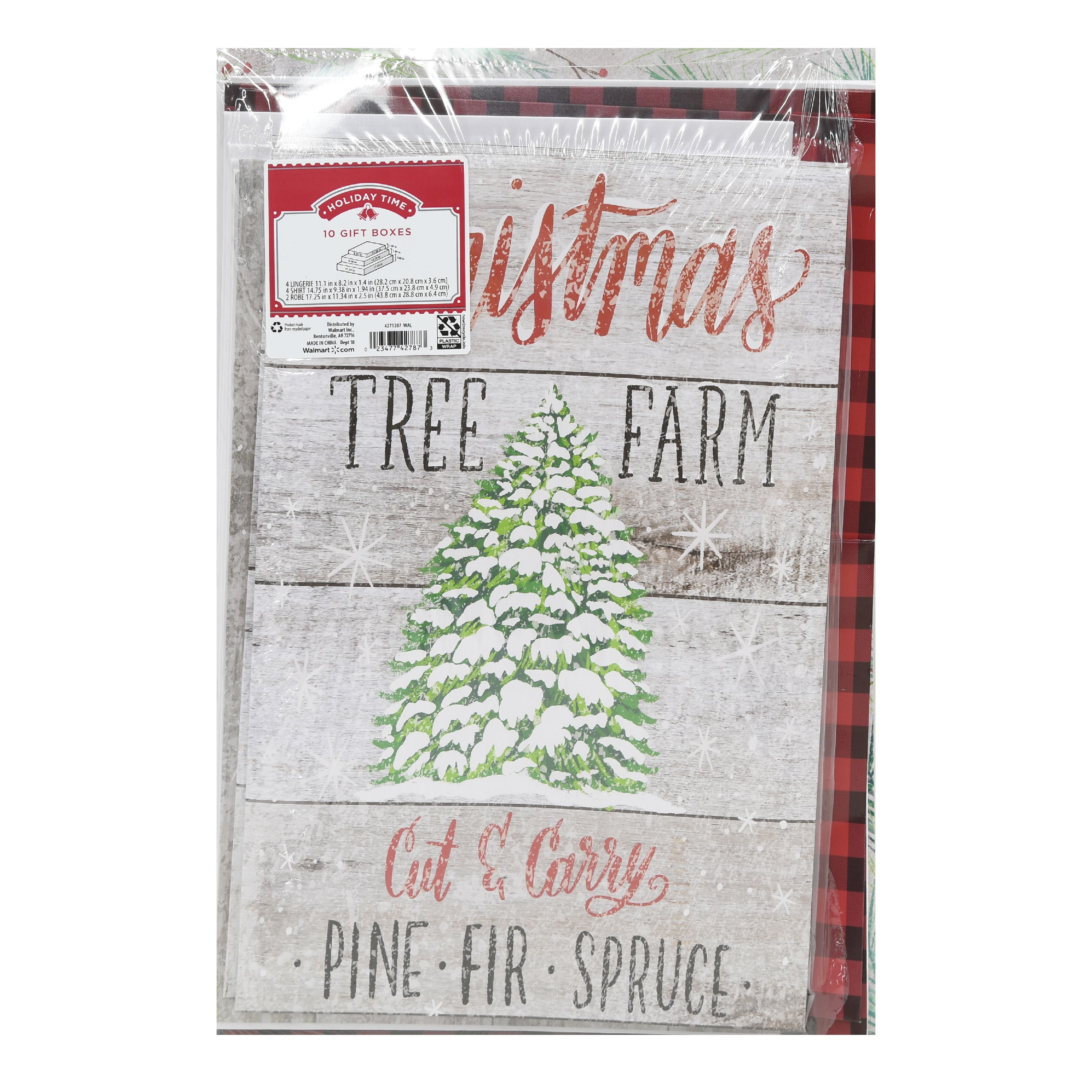 Holiday Time Christmas Gift Boxes, Christmas Tree Farm, Assorted Sizes