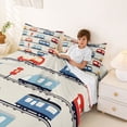 thumbnail image 3 of Castle Fairy Flat Train Pattern Bed Sheets 4pcs for Kids, City Rail Art King Sheets for Bedroom, Red Blue, 3 of 6