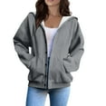 thumbnail image 5 of Lightweight Hoodies for Women, Yigetop Women's Long Sleeved Loose Casual Button Pocket Cardigan Hoodie Sweatshirt Jacket Grey S, 5 of 8