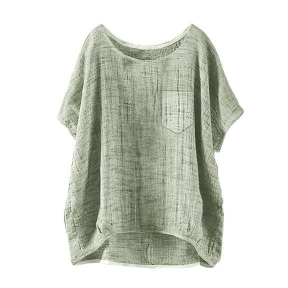 Tshirts for Women Under 20$, Beige T-Shirts Womens Mini Baberdicy Women's Summer Short Sleeve Solid Casual Loose Linen Top