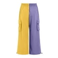 thumbnail image 4 of adviicd Women Cargo Pants Patchwork Y2K Streetwear Baggy Drawstring Elastic Parachute Pants Purple, XL, 4 of 7