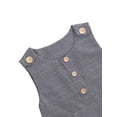 thumbnail image 4 of Qiylii Baby Boy Girl Romper Sleeveless Button-Down Jumpsuit Striped Bodysuit, 4 of 9
