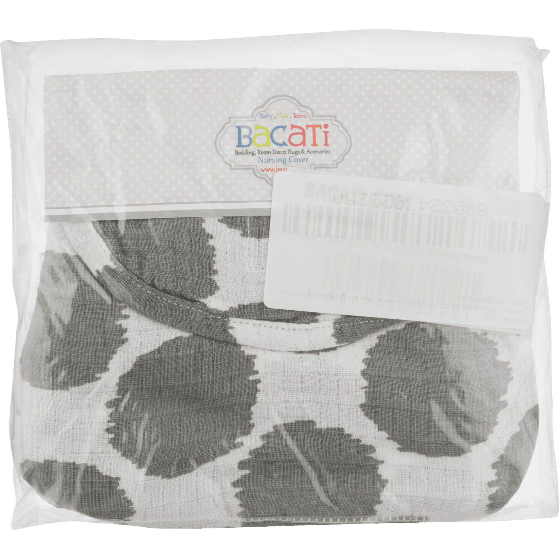 Bacati Muslin Nursing Privacy Cover, Ikat Zigzag Grey Dots, 1.0 CT
