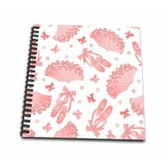 3dRose Cute Ballet Pattern Pink and White - Mini Notepad, 4 by 4-inch