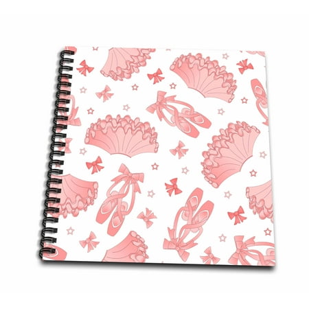 3dRose Cute Ballet Pattern Pink and White - Mini Notepad, 4 by 4-inch