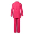 thumbnail image 3 of Ladies Elegant Solid Color Open Sleeve Lapel Suit Straight Leg Trouser Suit Womens Pants Suits for Business Winter Women Clothes Dresses for Grandmother of The Bride Wedding Pant Suits Petite Winter, 3 of 4