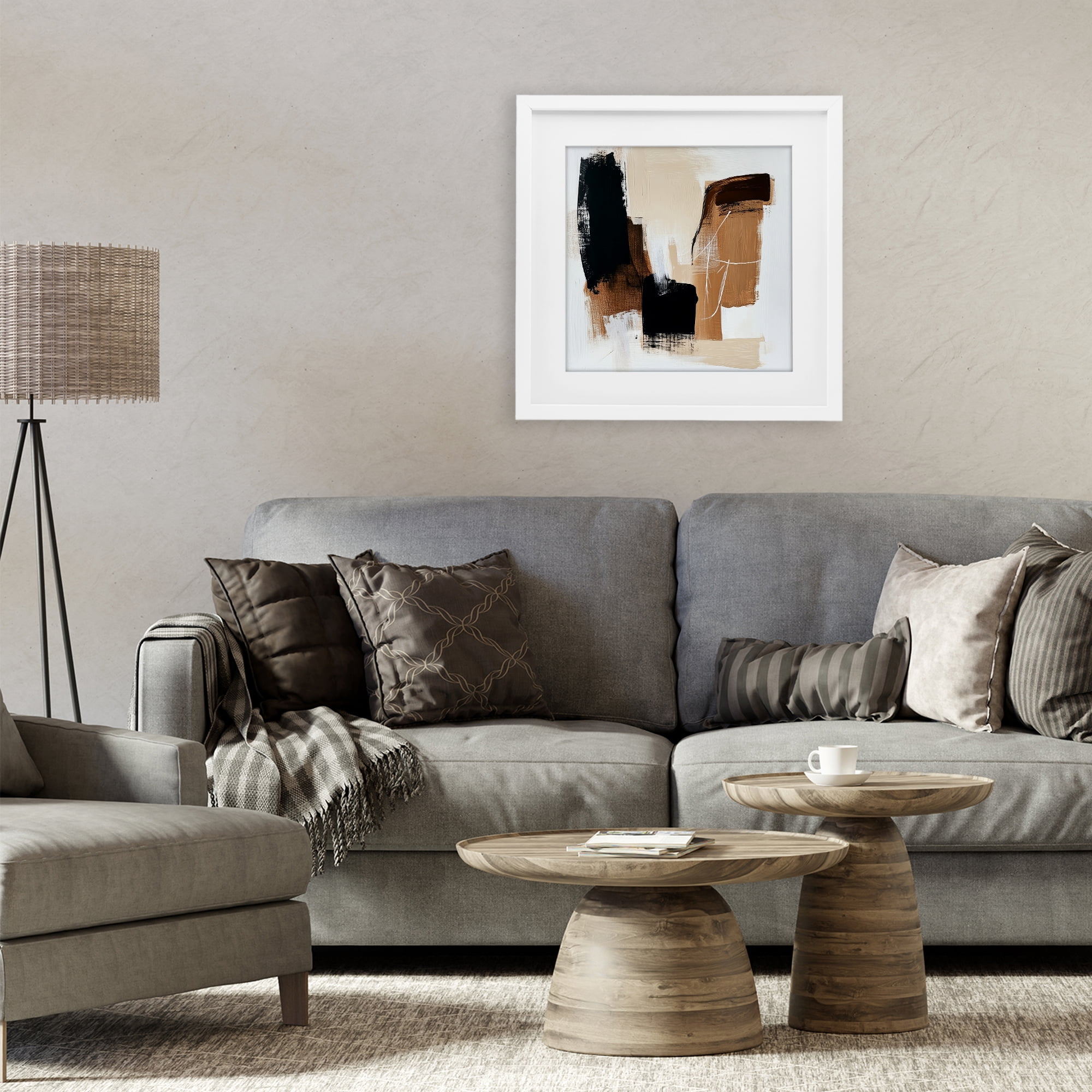 Stupell Industries Earthy Hues Neutral Balance White Framed Print Under Glass, design by Petal Prints Design