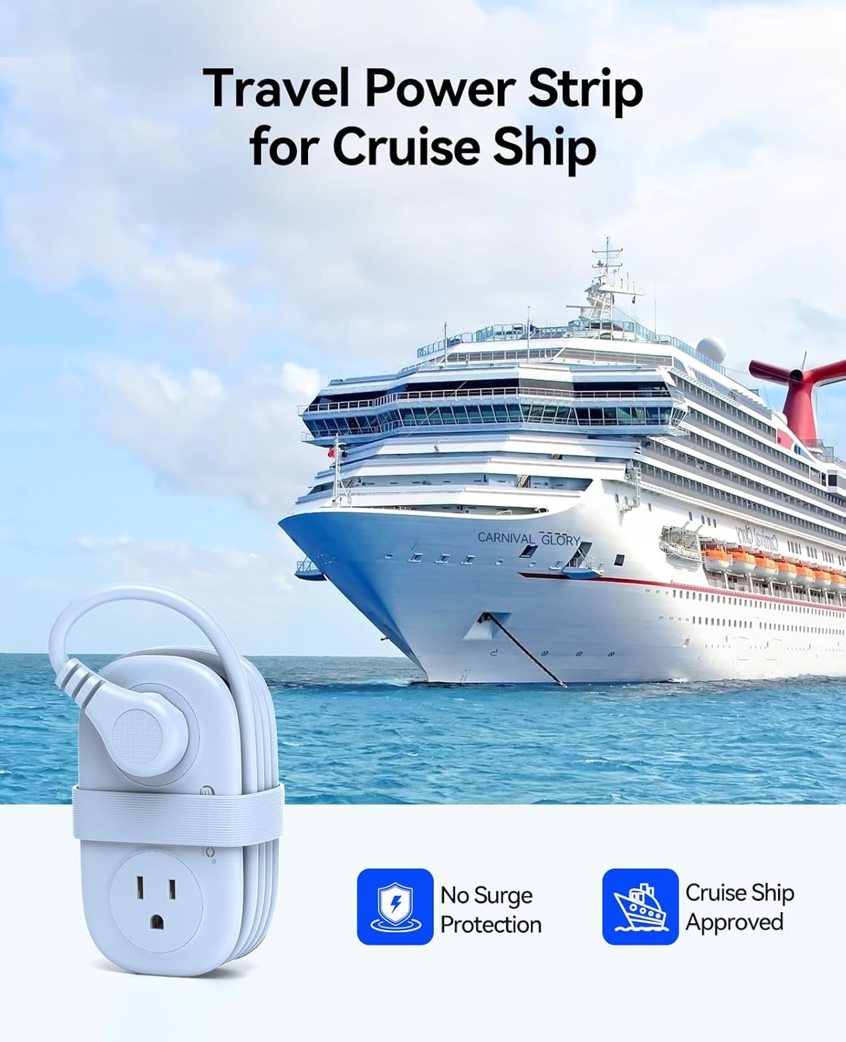 SONGAUN Travel Power Strip, 4 Outlets 3 USB Ports (1 USB C) with 4FT Wrapped Short Extension Cord, Compact Power Strip for Hotel Travel Essentials Cruise Approved-AP3