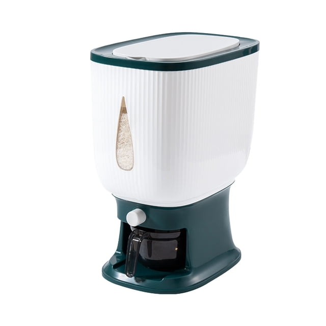 Dispensador de arroz 10kg Recipiente hermético de almacenamiento | Contenedor hermético sellado con vaso medidor | Plástico duradero | Cierre de frescura | Ideal para organizar despensas de cocina