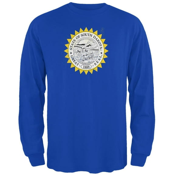 Born and Raised South Dakota State Flag Mens Long Sleeve T Shirt Royal 2XL