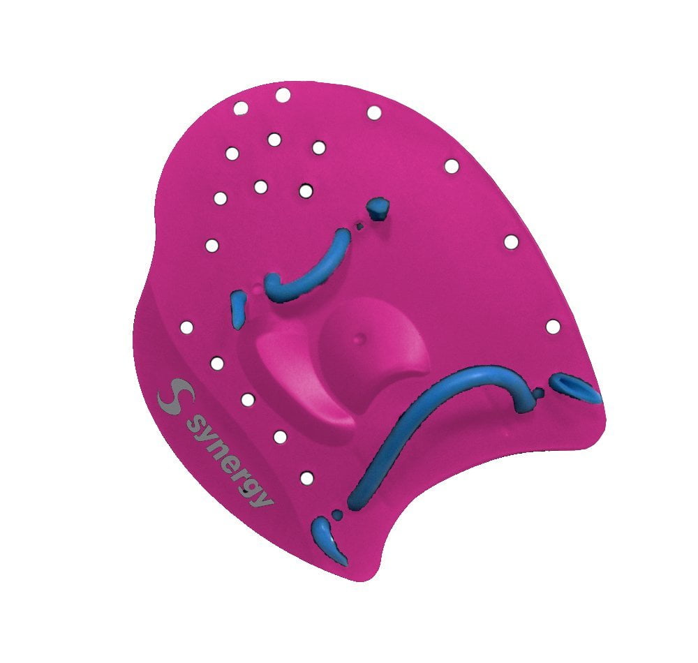 Synergy Hand Paddles for Swim Training (Pink, Large)