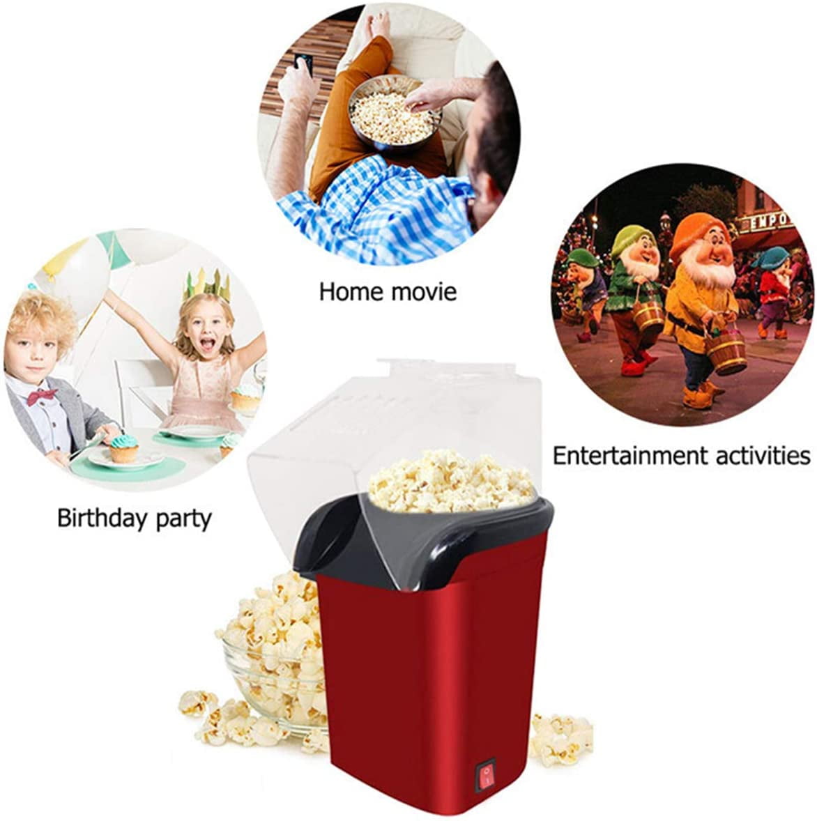 Mini Popcorn Machine Oil Healthy Hot Air Popcorn Maker For Home Party Eu✿