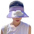 thumbnail image 1 of RV Sombrero para el sol con ventilador, gorra de verano con ventilador, sombrero de copa vacío para protector solar de verano, morado Rojo Verde, 1 of 5